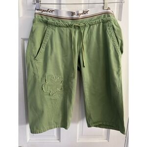 Womens Size 26 Banana Split USA Green Bermuda Walking Shorts Embroidered Pockets